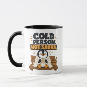 Koude Persoon Hete Sauna Zweterige Pinguïn Ontwerp Mok