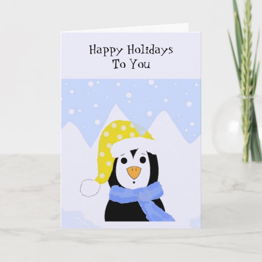 Koude Pinguïn Feestdagen Kaart (Voorkant)