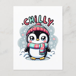 Koude Pinguïn Sneeuwachtige Sjaal Knuffel Informatiekaartje