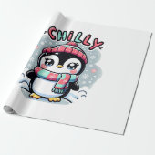 Koude Pinguïn Sneeuwige Sjaal Knuffel Cadeaupapier (Uitgerold)