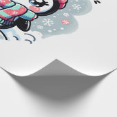 Koude Pinguïn Sneeuwige Sjaal Knuffel Cadeaupapier (Hoek)