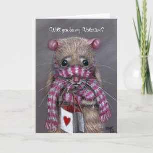Koude Rat met Sjaal Valentijnsdag Kaart