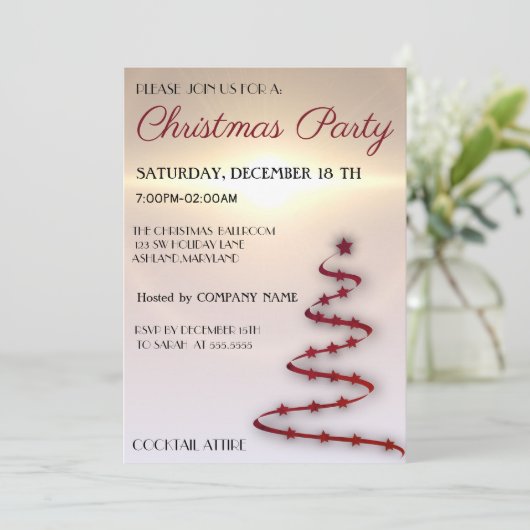 Koude, rendabele, mooie, rode kerstboom kaart (Staand voorkant)