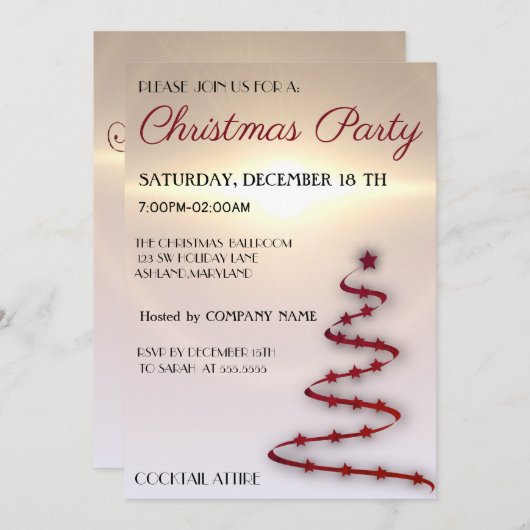 Koude, rendabele, mooie, rode kerstboom kaart (Voorkant / Achterkant)