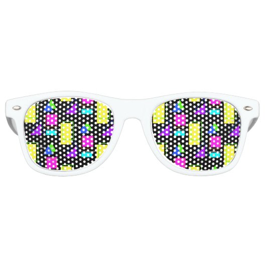 KOUDE RETRO 80S NEON FLUORO GEOMETRIC SHAPE PRINT ZONNEBRIL (Voorkant)
