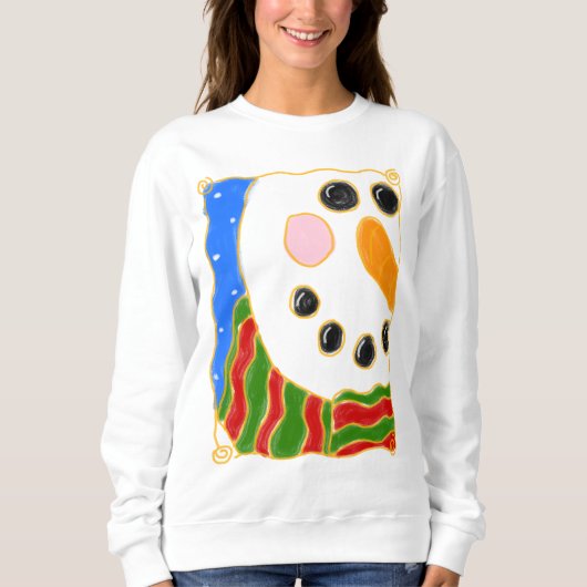 Koude Sneeuwman Abstracte Kerst Kunst om te Dragen Trui (Voorkant)