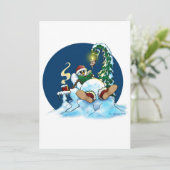 Koude sneeuwman feestdagenkaart (Staand voorkant)