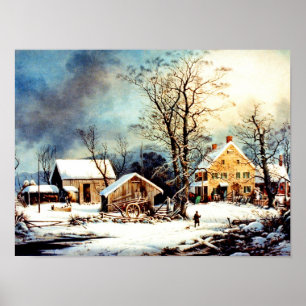 Koude sneeuwmorgen poster