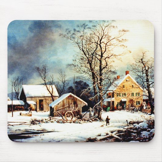 Koude sneeuwochtend muismat (Voorkant)