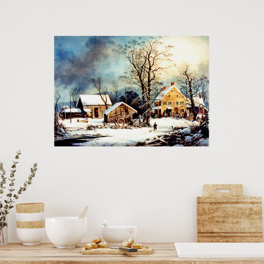 Koude sneeuwochtend poster (Keuken)