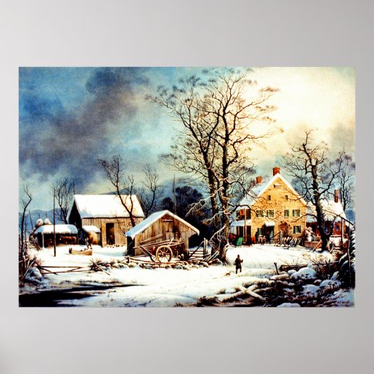 Koude sneeuwochtend poster (Voorkant)