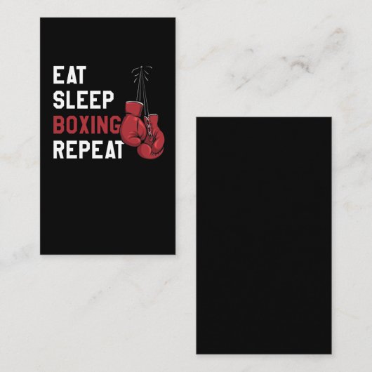 Koude sport Eat Sleep Boxing herhalen Visitekaartje (Voorkant / Achterkant)