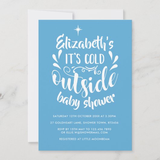 Koude temperaturen buiten bij de baby shower / str kaart (Voorkant)