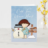 Koude tenen warm hart - Winter engel & sneeuwman Kaart (Gele Bloem)