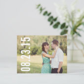 KOUDE TYPOGRAFIE | FOTO BESPAAR DE DATUM-BRIEFKAAR AANKONDIGINGSKAART (Staand voorkant)