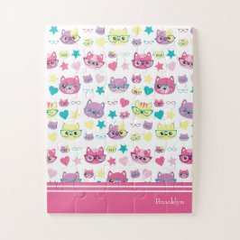 Koude vaat met brillenglazen, roze legpuzzel