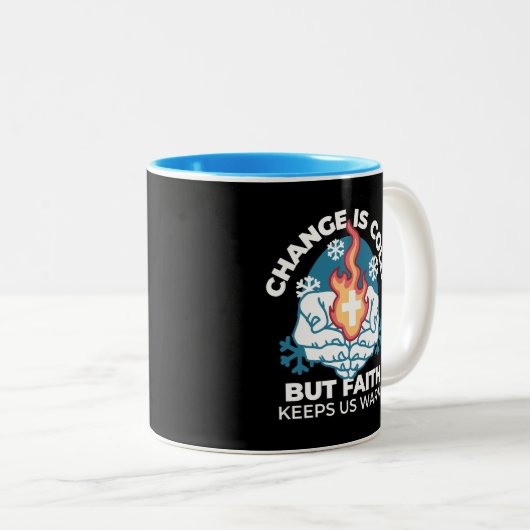 Koude verandering, het vuur van het geloof - Motiv Tweekleurige Koffiemok (Voorkant rechts)