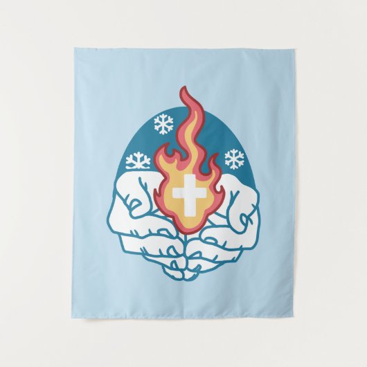 Koude verandering, het vuur van het geloof - Motiv Wandkleed (Voorkant)