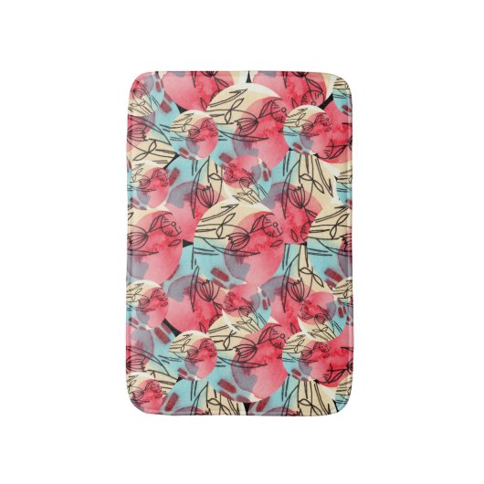 Koude Warme Waterverf Bloemen Geometrisch Badmat (Voorkant Verticaal)