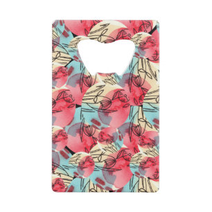 Koude Warme Waterverf Bloemen Geometrisch Creditkaart Flessenopener