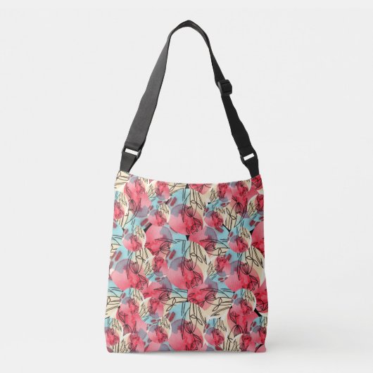 Koude Warme Waterverf Bloemen Geometrisch Crossbody Tas (Voorkant)