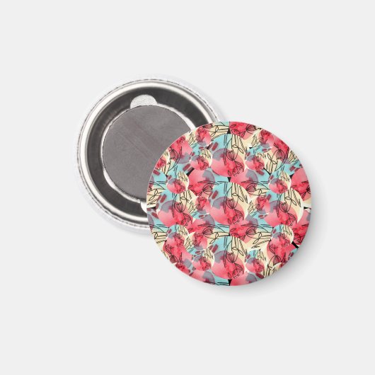 Koude Warme Waterverf Bloemen Geometrisch Magneet (Voorkant / Achterkant)