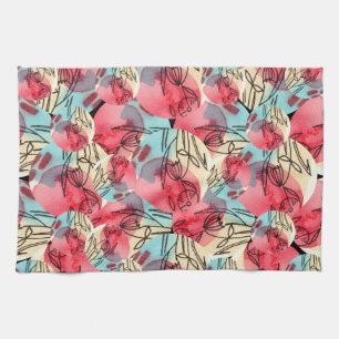 Koude Warme Waterverf Bloemen Geometrisch Theedoek