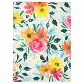 Koude Waterverf Floral Pink Yellow Pattern Klembord (Achterkant)