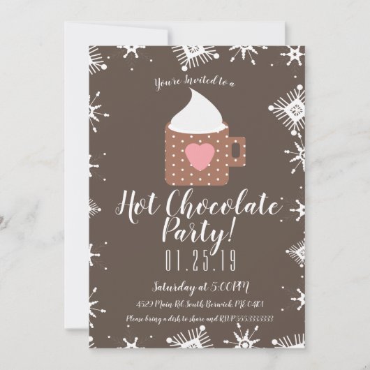 Koude Winter Heet Chocolade Kampvuur Mok Aankondiging (Voorkant)