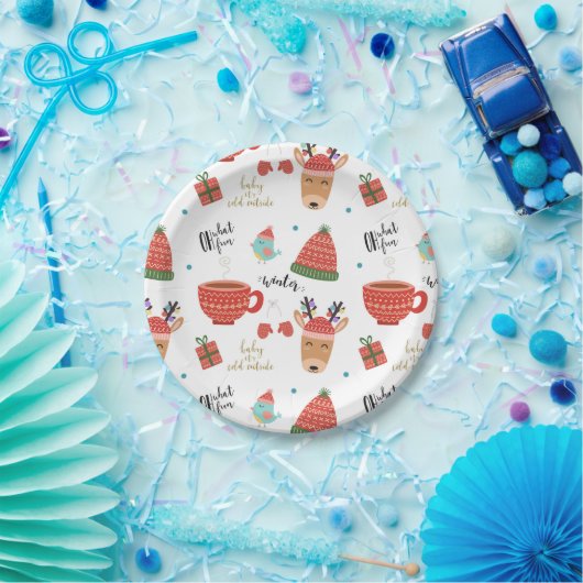 Koude Winter Kerstmis rustieke Kraft vakantie fees Papieren Bordje (Feest)