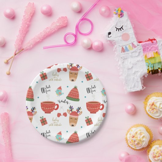 Koude Winter Kerstmis rustieke Kraft vakantie fees Papieren Bordje (Feest)