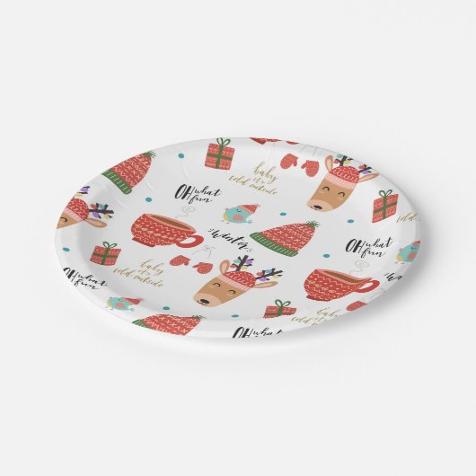 Koude Winter Kerstmis rustieke Kraft vakantie fees Papieren Bordje (Gekanteld)