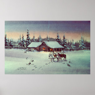 KOUDE WINTER NACHT DOOR SHARON SHARPE POSTER