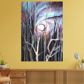 Koude winternacht met volle maan schilderen canvas afdruk (Insitu (Woonkamer))