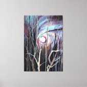 Koude winternacht met volle maan schilderen canvas afdruk (Voorkant)