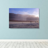Koude winterochtend Esthwaite Water England Canvas Afdruk (Insitu (Houten vloer))