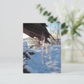 koude winterpictogrammen na eerste sneeuwval storm briefkaart (Staand voorkant)