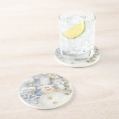 Koude wintersneeuwman zandsteen onderzetter (Zijkant)