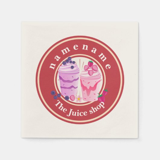 Koude yoghurt Smoothies fruitsap winkel logo naam Servet (Voorkant)