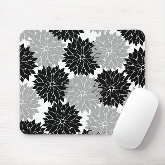 Koude zwarte en grijze bloesem muismat (Met muis)