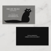 Koude zwarte kat met lange staart | Fun Feline Visitekaartje (Voorkant / Achterkant)