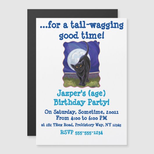 Koude zwarte kattenkoppen en een uitnodiging tot h magnetische uitnodiging (Voorkant / Achterkant)