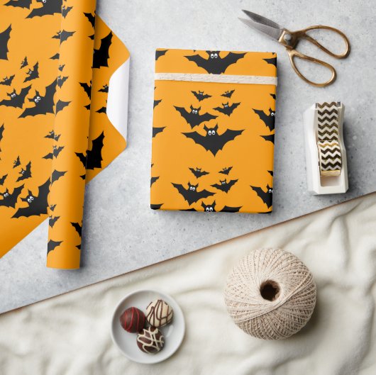 Koude zwarte vliegende vleermuizen Halloween op Si Cadeaupapier (Crafts)