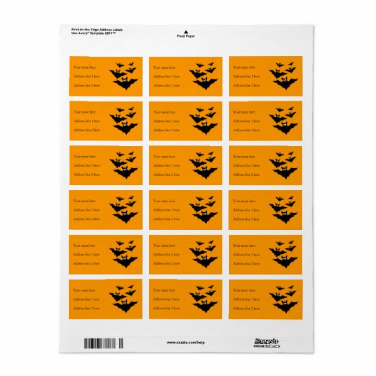 Koude zwarte vliegende vleermuizen Halloween op Si Etiket (Full Sheet)