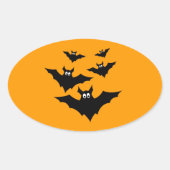 Koude zwarte vliegende vleermuizen Halloween op Si Ovale Sticker (Voorkant)