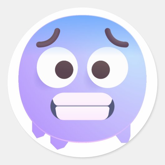 Koudfakoestisch Schattig Emoji Purplish Blue Ronde Sticker (Voorkant)