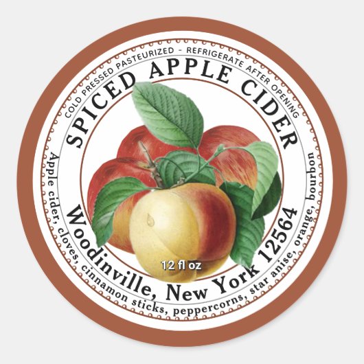 Koudgeperst gepasteuriseerd gekruid appel cider la ronde sticker (Voorkant)