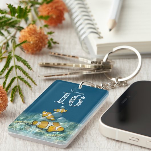 Koudriffen van elke koraal sleutelhanger (Voorkant Rechts)