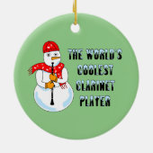 Koudste Clarinet Player Snowman Keramisch Ornament (Achterkant)