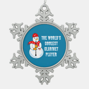 Koudste Clarinet Player Snowman Tin Sneeuwvlok Ornament